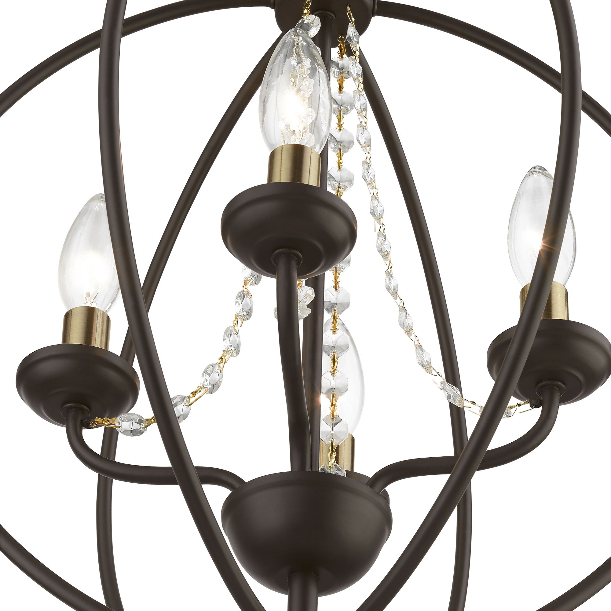 Arabella 4 Light Bronze Convertible Chandelier or Semi-Flush