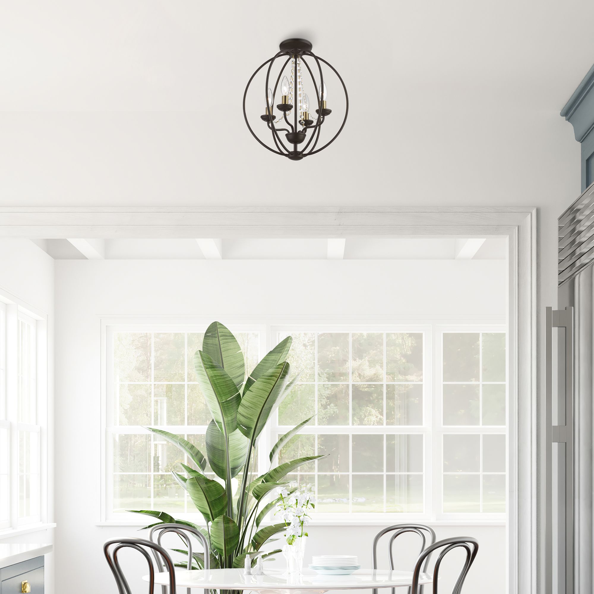 Arabella 4 Light Bronze Convertible Chandelier or Semi-Flush