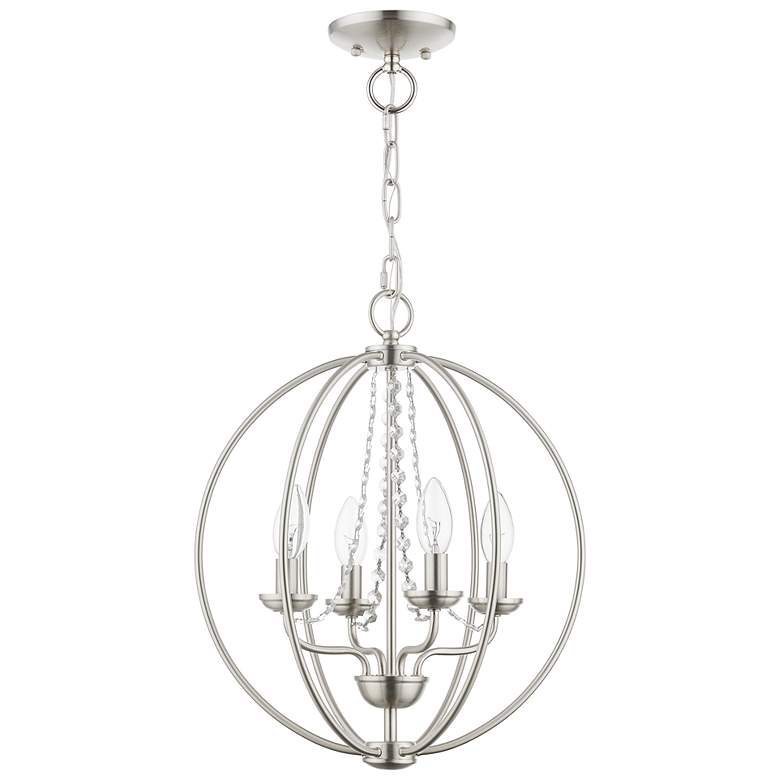 Image 3 Arabella 4 Light Brushed Nickel Globe Convertible Chandelier or Semi-Flush more views