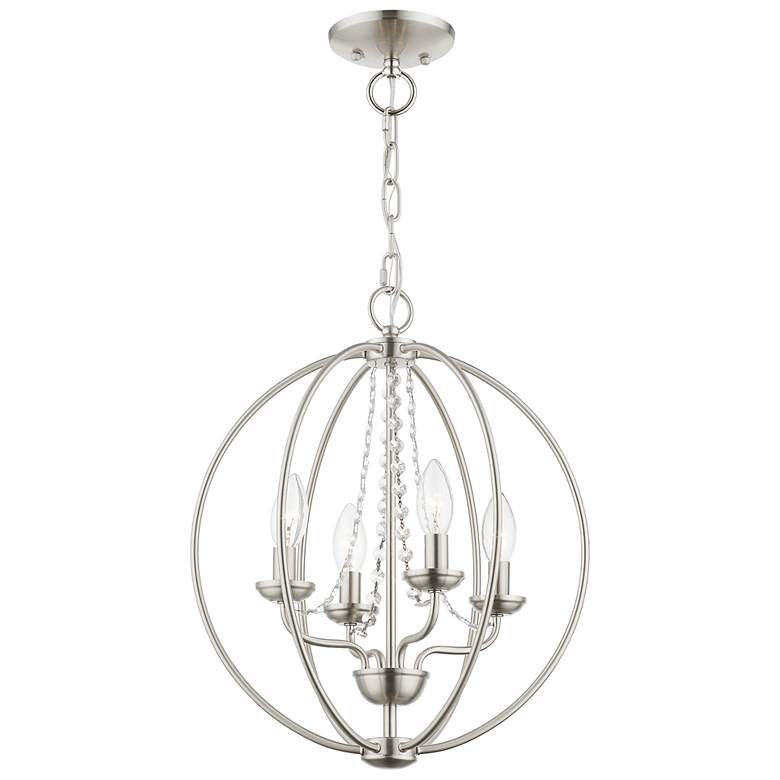 Image 4 Arabella 4 Light Brushed Nickel Globe Convertible Chandelier or Semi-Flush more views