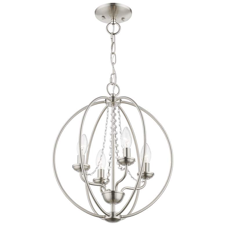 Image 5 Arabella 4 Light Brushed Nickel Globe Convertible Chandelier or Semi-Flush more views