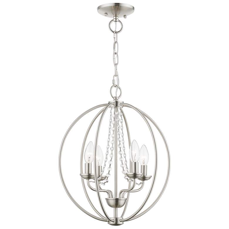 Image 6 Arabella 4 Light Brushed Nickel Globe Convertible Chandelier or Semi-Flush more views