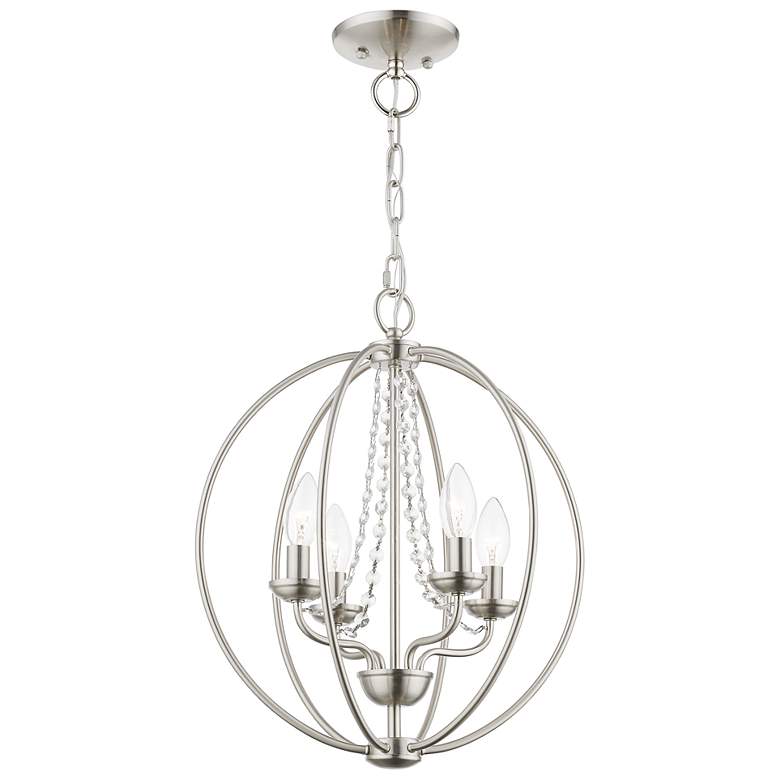 Image 7 Arabella 4 Light Brushed Nickel Globe Convertible Chandelier or Semi-Flush more views