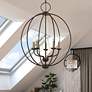 1_Arabella 5 Light Bronze with Antique Brass Finish Candles Globe Chandelier