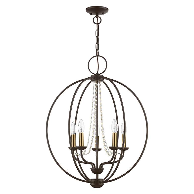 Image 3 Arabella 5 Light Bronze with Antique Brass Finish Candles Globe Chandelier more views