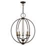3_Arabella 5 Light Bronze with Antique Brass Finish Candles Globe Chandelier more views