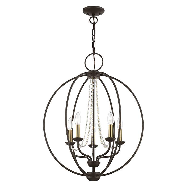 Image 4 Arabella 5 Light Bronze with Antique Brass Finish Candles Globe Chandelier more views
