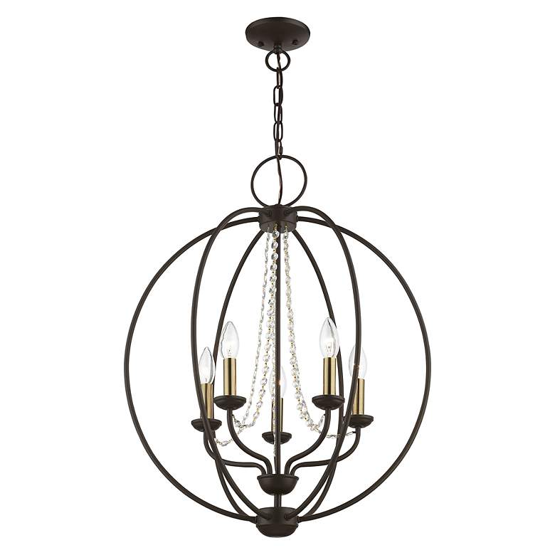 Image 5 Arabella 5 Light Bronze with Antique Brass Finish Candles Globe Chandelier more views