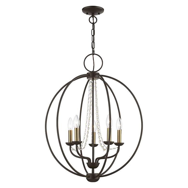 Image 6 Arabella 5 Light Bronze with Antique Brass Finish Candles Globe Chandelier more views