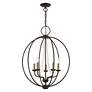 6_Arabella 5 Light Bronze with Antique Brass Finish Candles Globe Chandelier more views