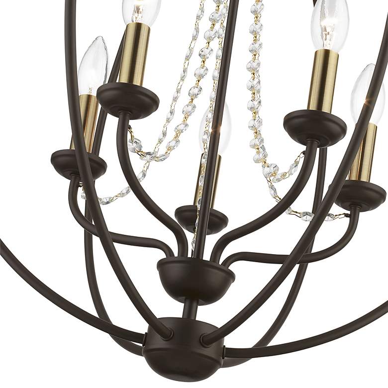 Image 7 Arabella 5 Light Bronze with Antique Brass Finish Candles Globe Chandelier more views