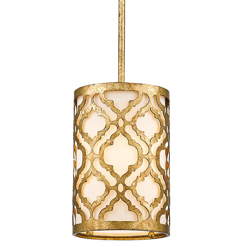 Image 1 Arabella 6 3/4" Wide Distressed Gold Drum Mini Pendant Light