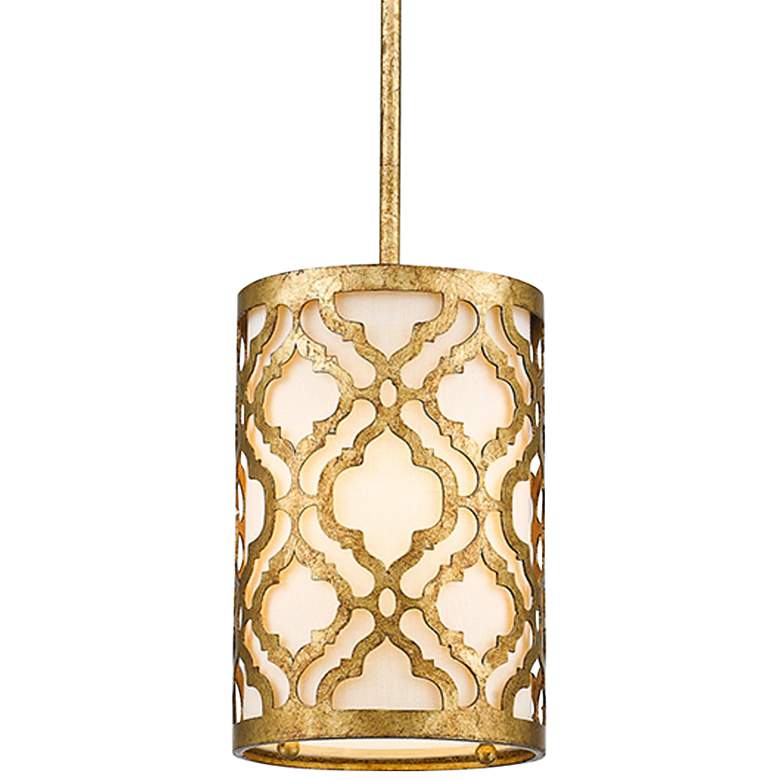 Image 1 Arabella 6 3/4 inch Wide Distressed Gold Drum Mini Pendant Light