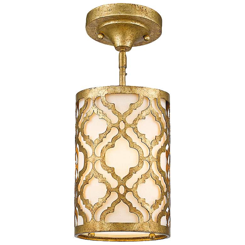Image 2 Arabella 6 3/4" Wide Distressed Gold Drum Mini Pendant Light more views