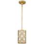 3_Arabella 6 3/4" Wide Distressed Gold Drum Mini Pendant Light more views