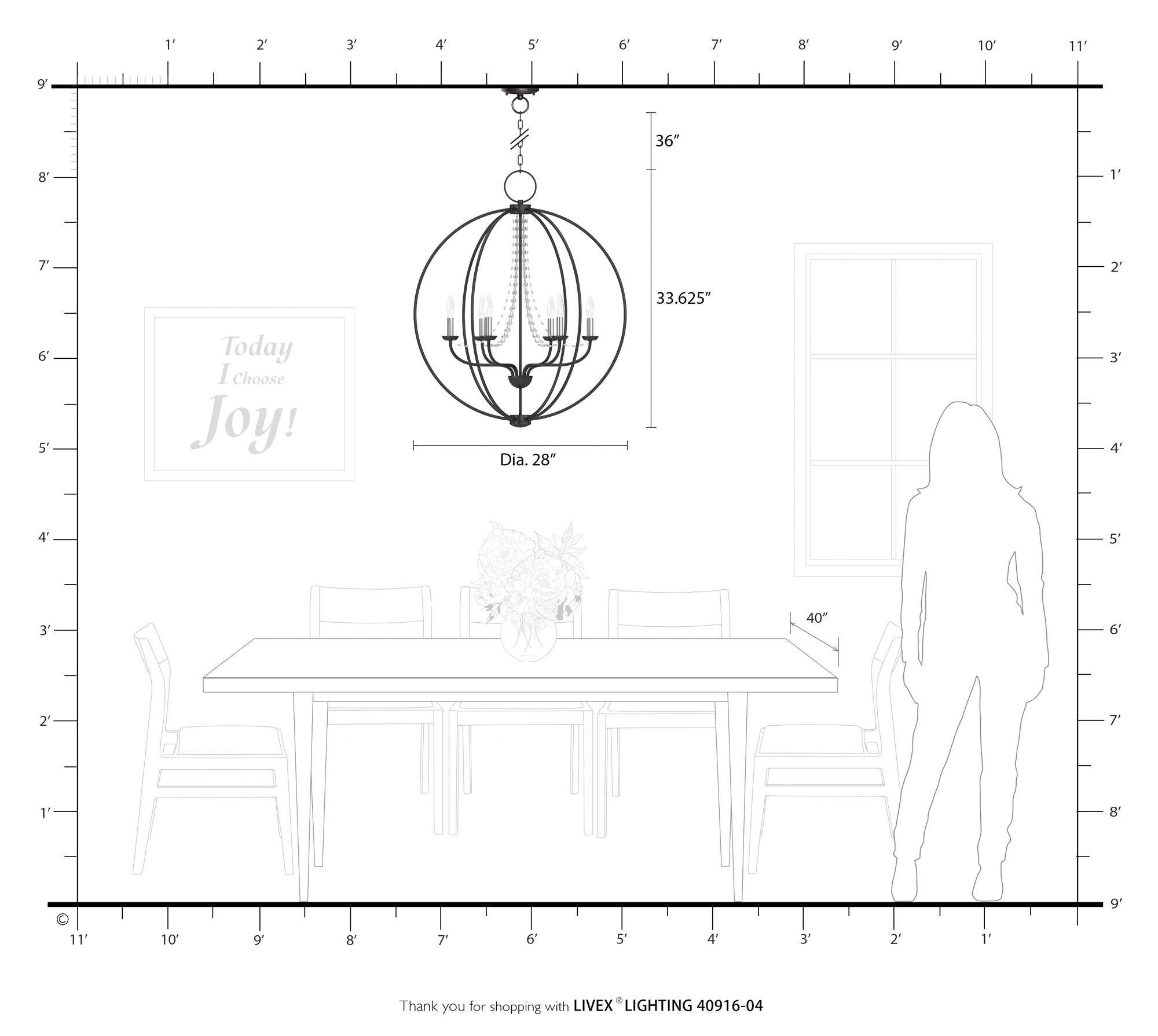 Arabella 6 Light Black Pendant Chandelier