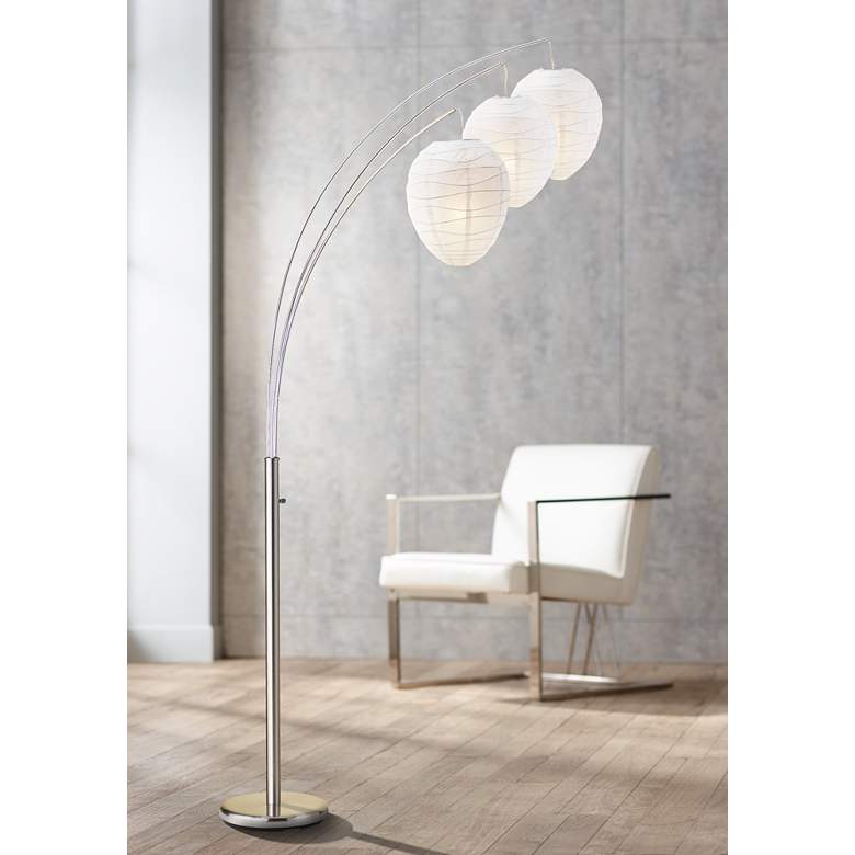 Image 1 Arabella 82 inch 3-Light Modern Beehive Paper Lantern Floor Lamp