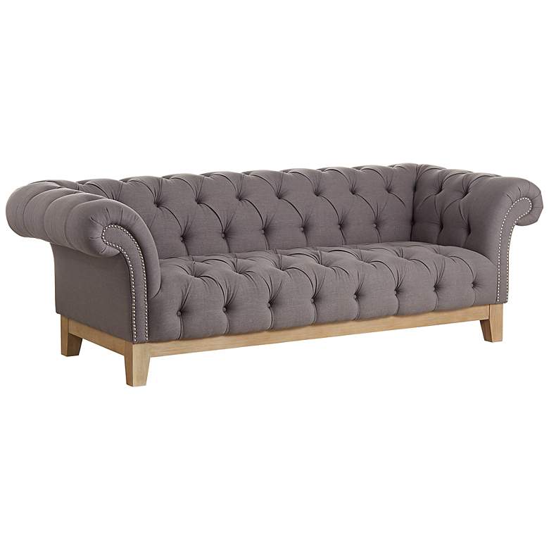 Image 1 Arabella 90 3/4 inch Wide Gray Tufted French Sofa