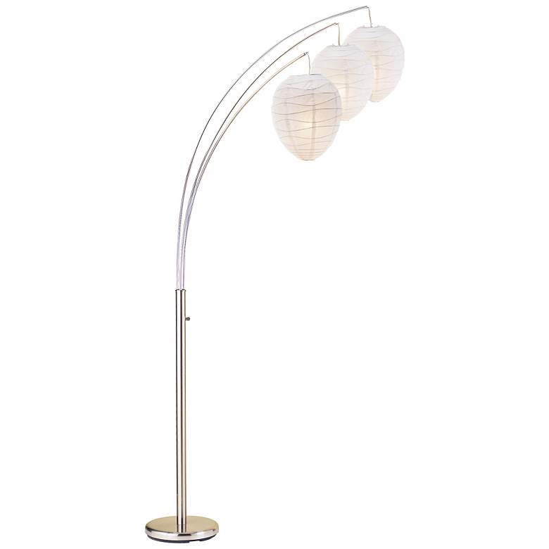 Image 2 Arabella Satin Steel 3-Light Modern Beehive Paper Lantern Floor Lamp