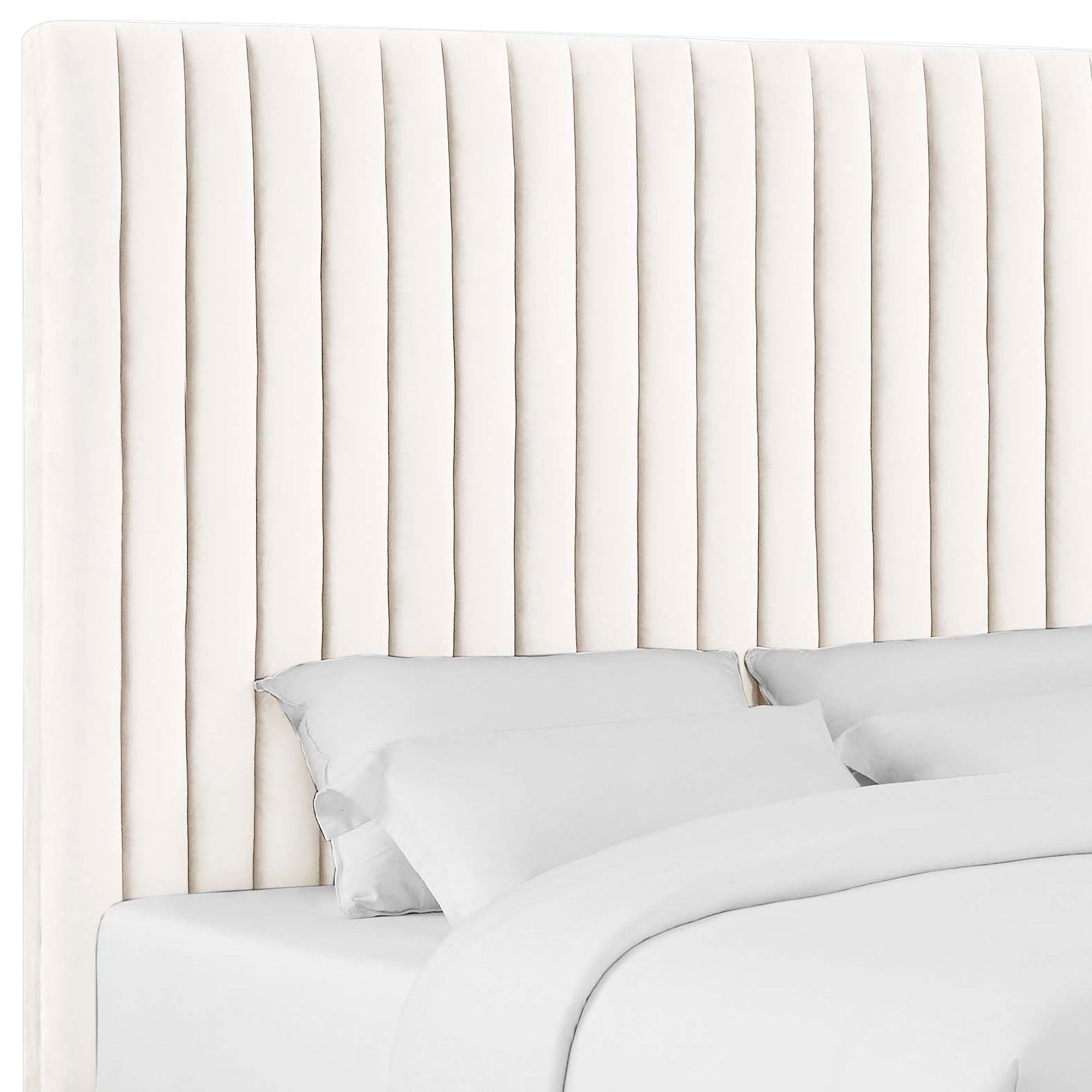 Image 3 Arabelle White Velvet Tufted Queen Bed more views