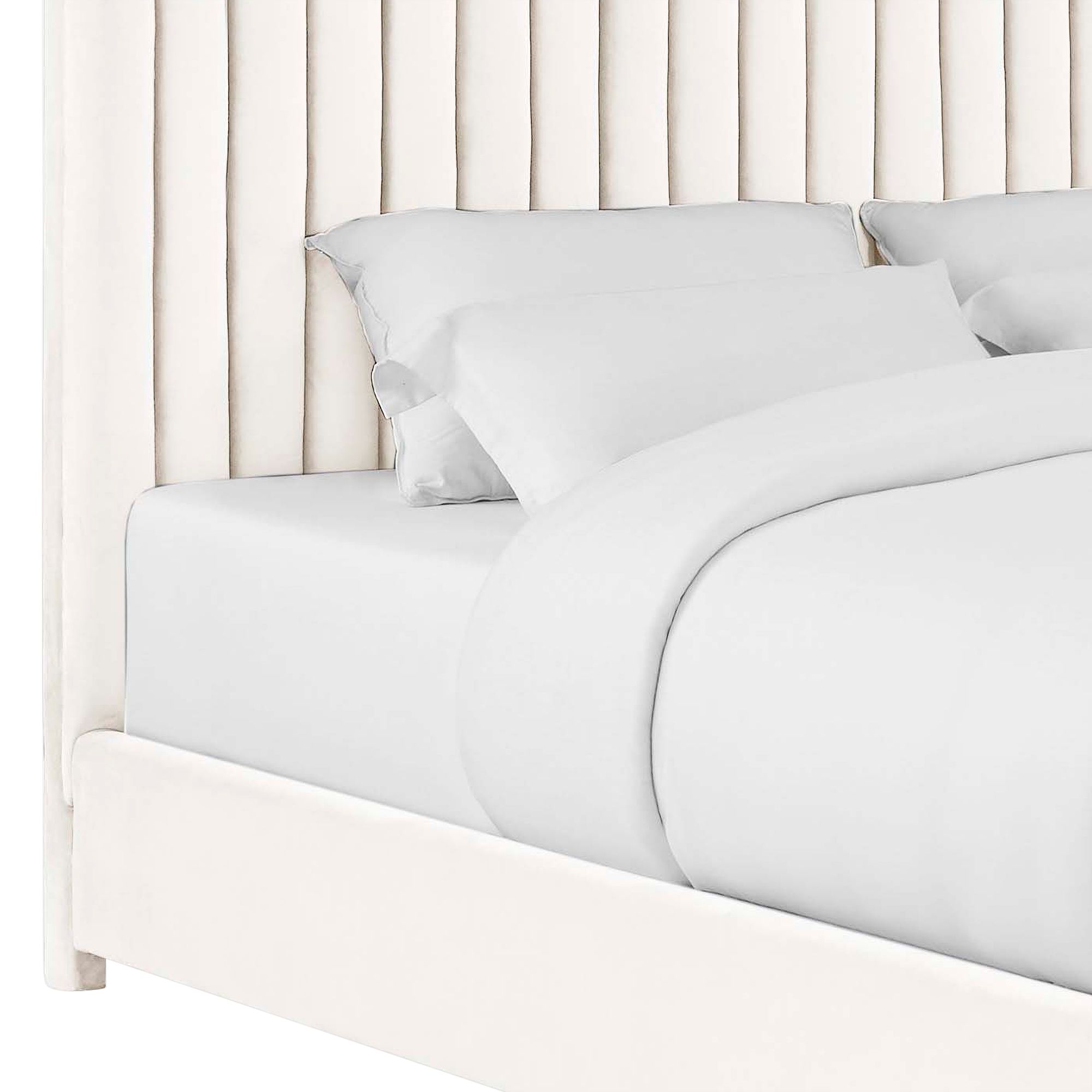 Image 4 Arabelle White Velvet Tufted Queen Bed more views