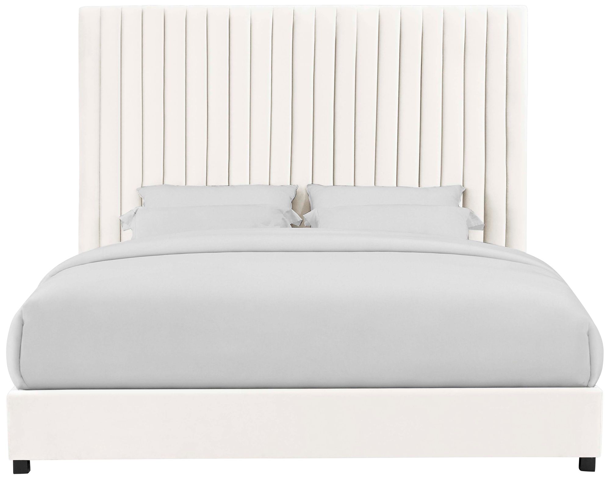 Image 5 Arabelle White Velvet Tufted Queen Bed more views