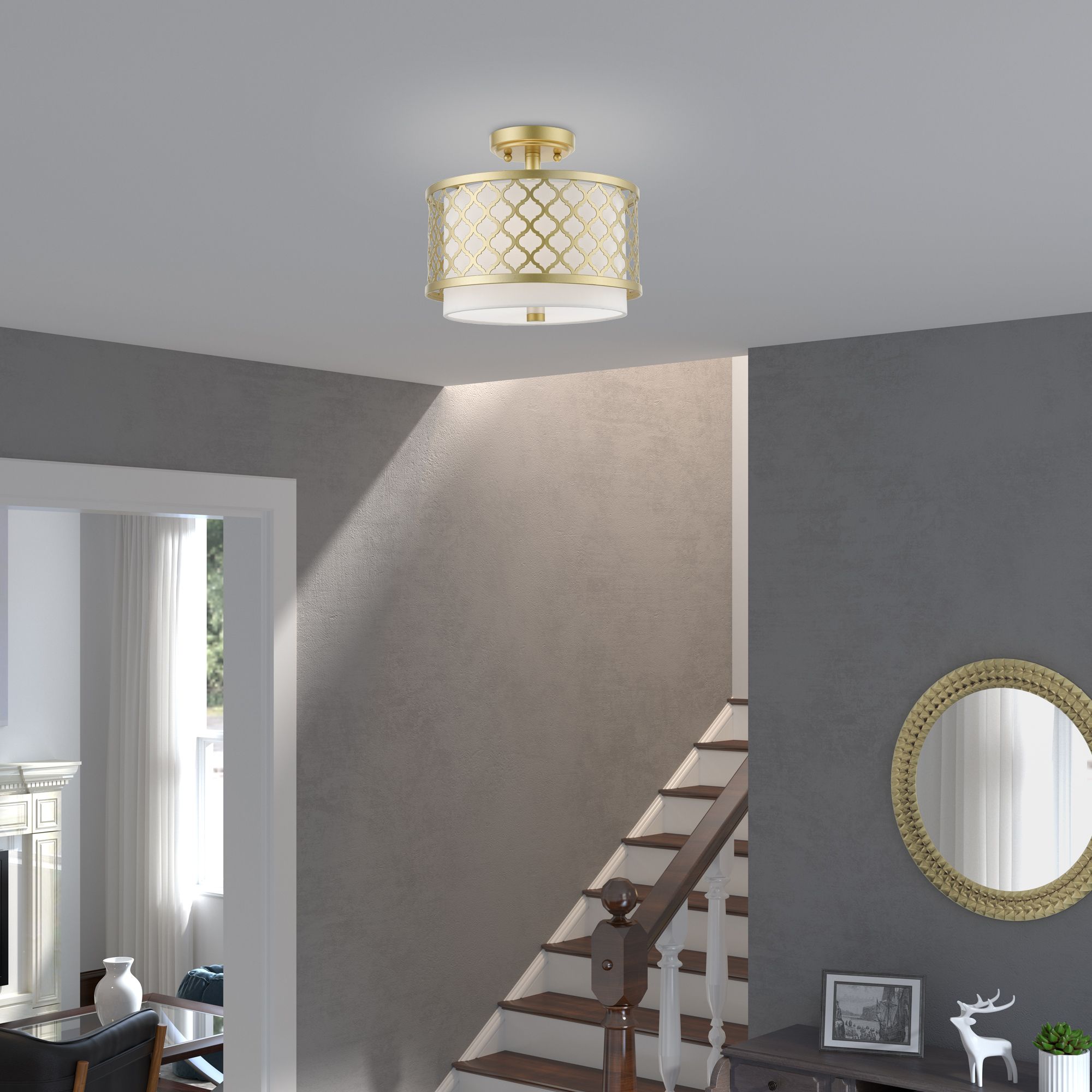 Arabesque 12" Wide Soft Gold Ceiling Light in scene