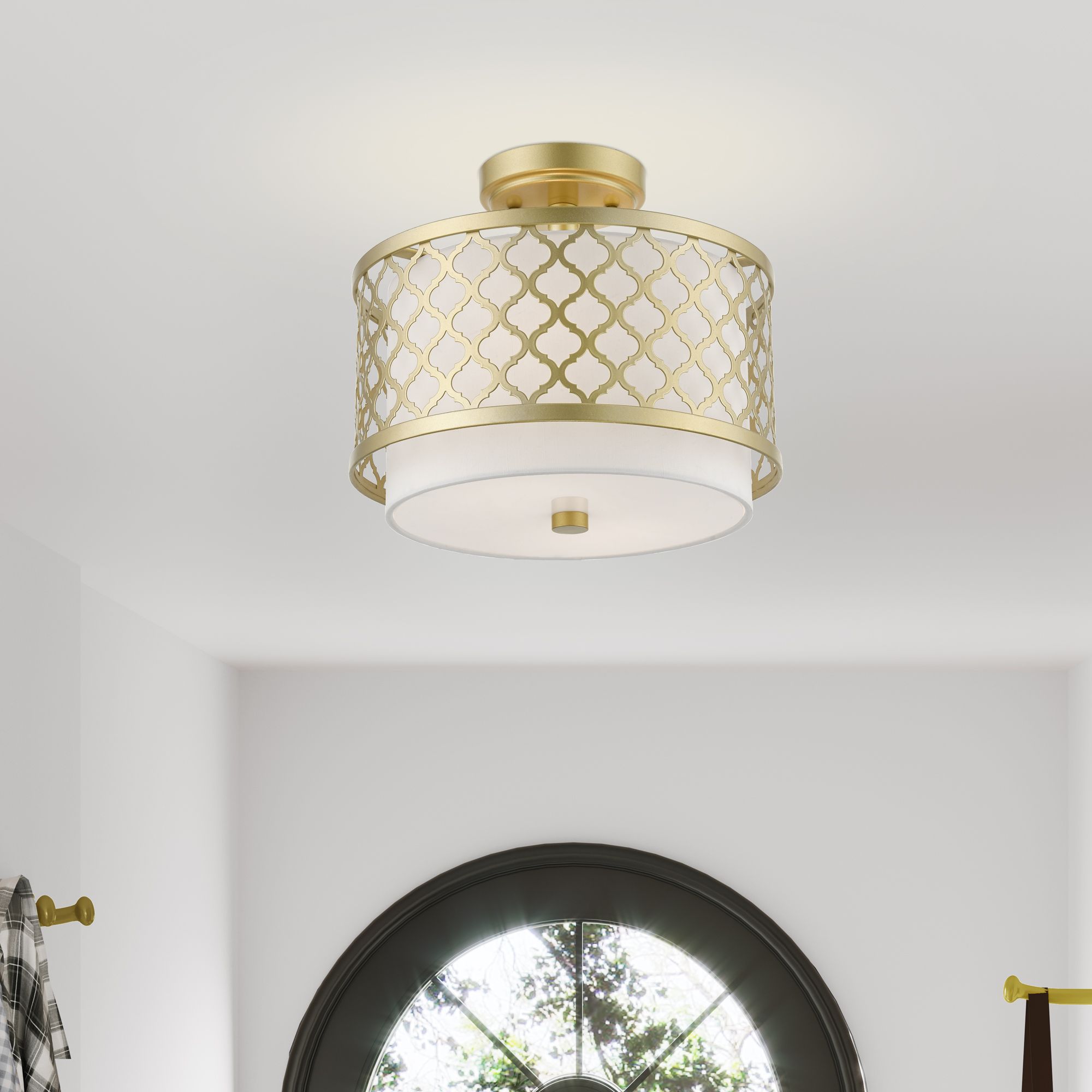 Arabesque 12" Wide Soft Gold Ceiling Light in scene