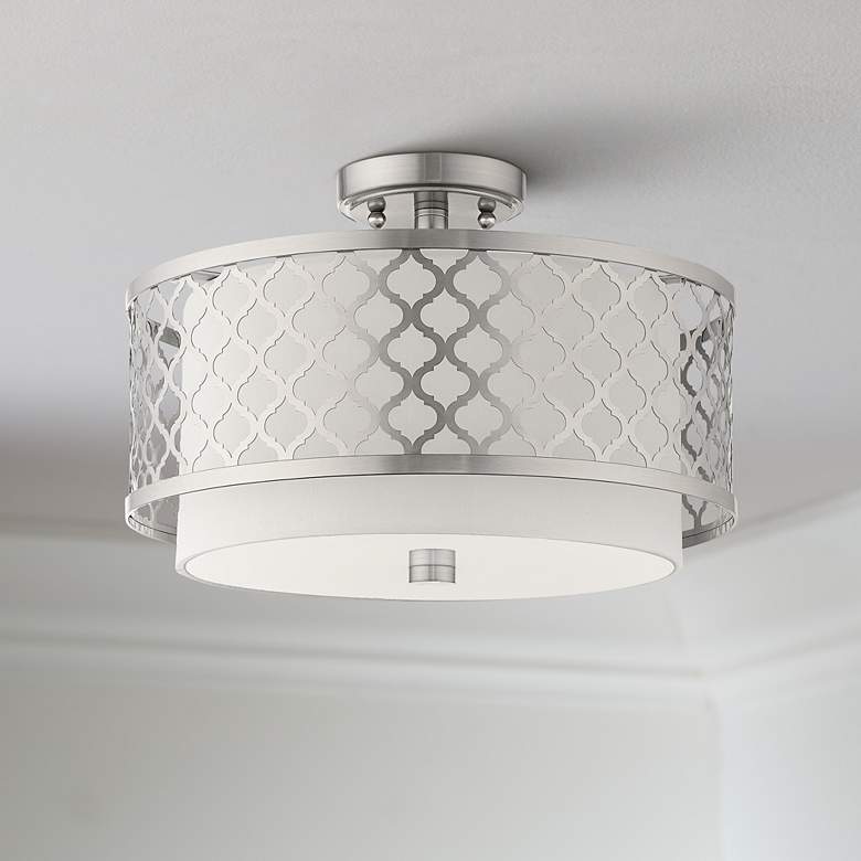 Image 1 Arabesque 15 1/4 inch Wide Brushed Nickel Ceiling Light