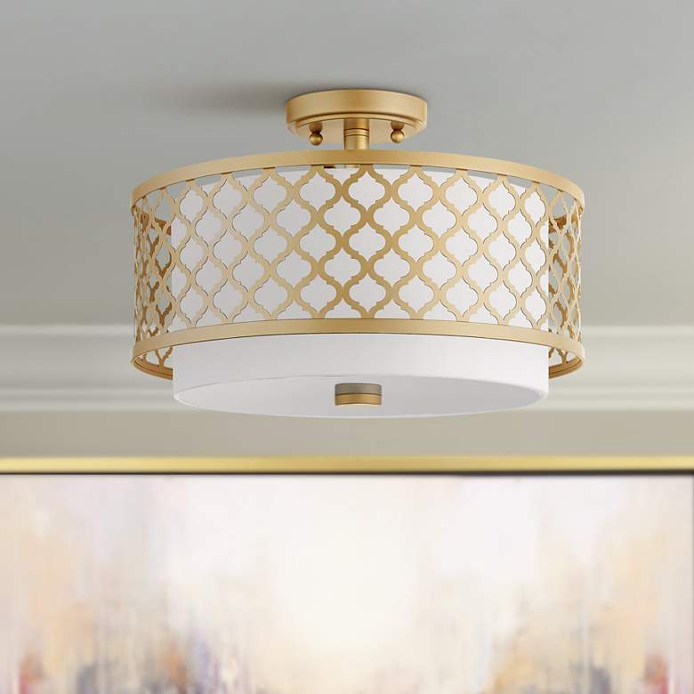 Image 1 Arabesque 15 1/4 inch Wide Soft Gold Ceiling Light