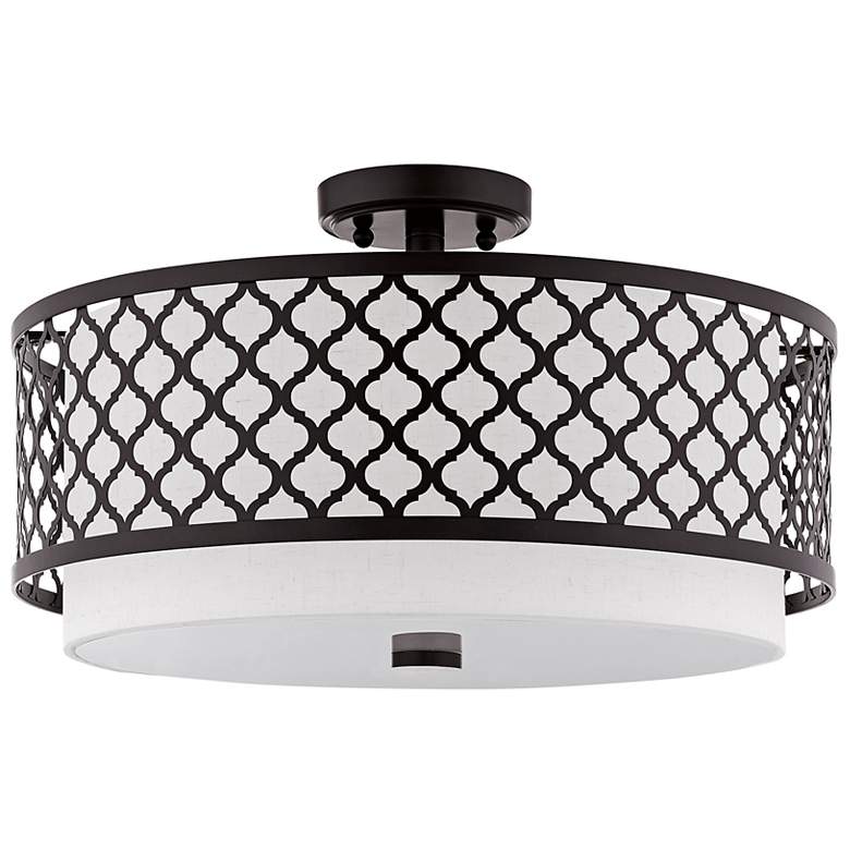 Image 5 Arabesque 18 1/4" Wide English Bronze Drum Ceiling Light more views