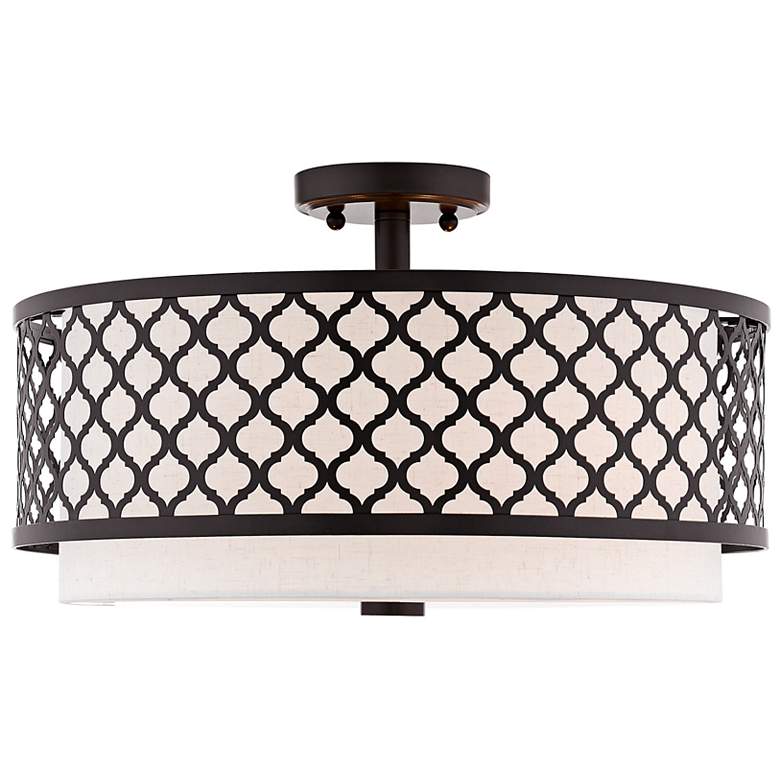Image 6 Arabesque 18 1/4" Wide English Bronze Drum Ceiling Light more views