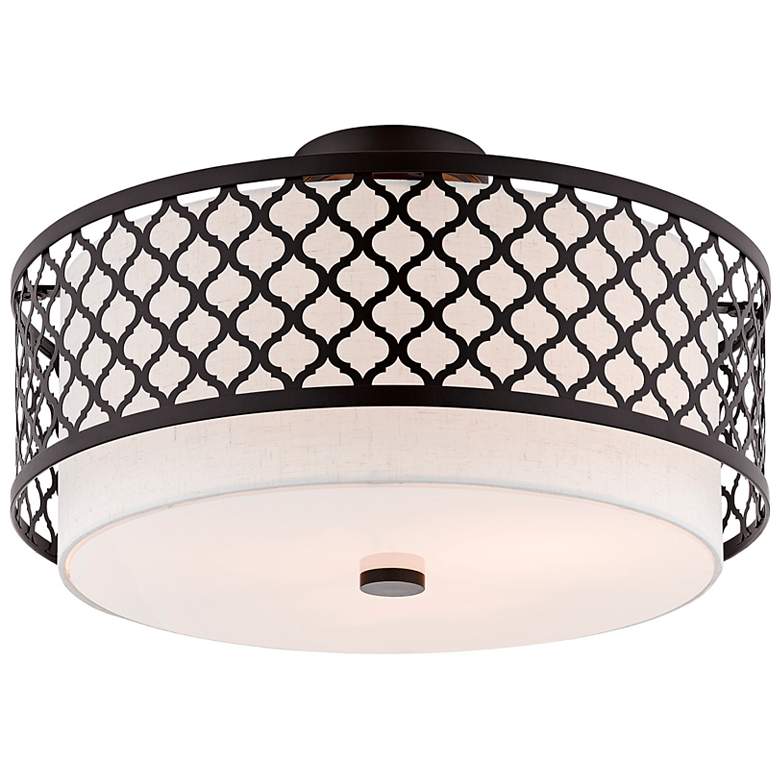 Image 7 Arabesque 18 1/4" Wide English Bronze Drum Ceiling Light more views