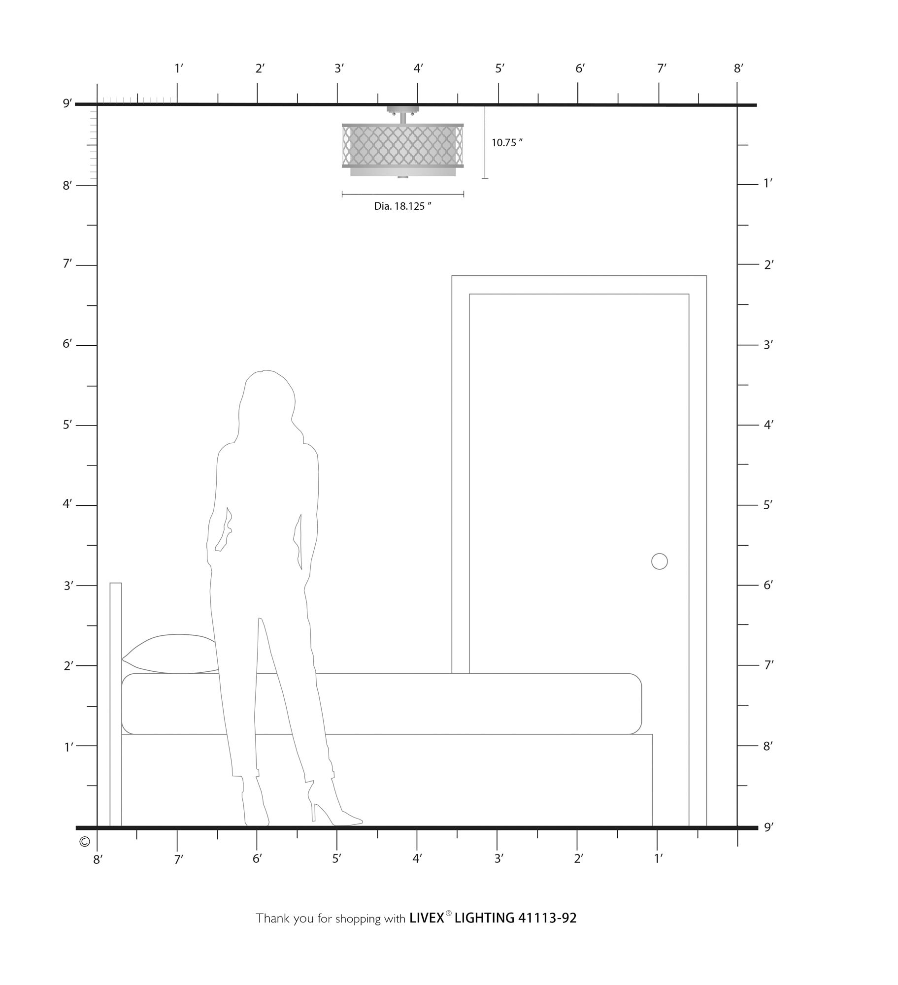 Arabesque 18 1/4" Wide English Bronze Drum Ceiling Light in scene