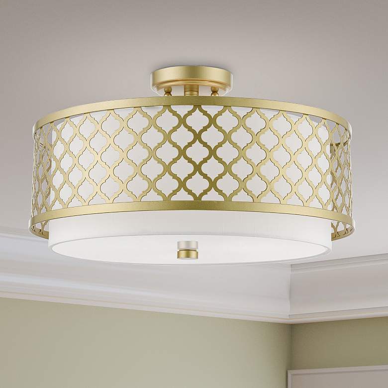Image 2 Arabesque 18 1/4" Wide Soft Gold Drum Ceiling Light