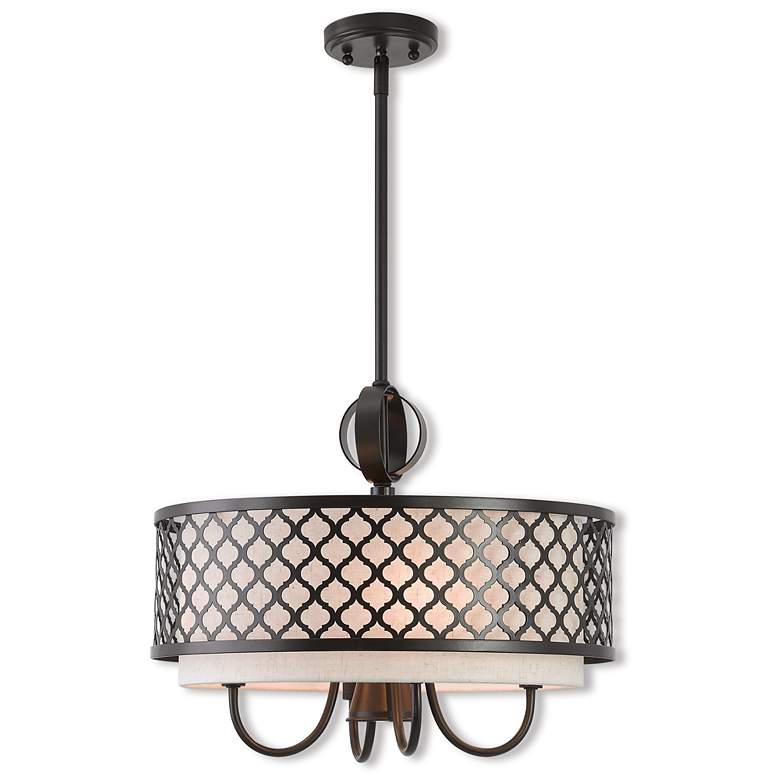 Image 2 Arabesque 18" Wide English Bronze 5-Light Drum Chandelier