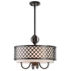 Arabesque 18" Wide English Bronze 5-Light Drum Chandelier