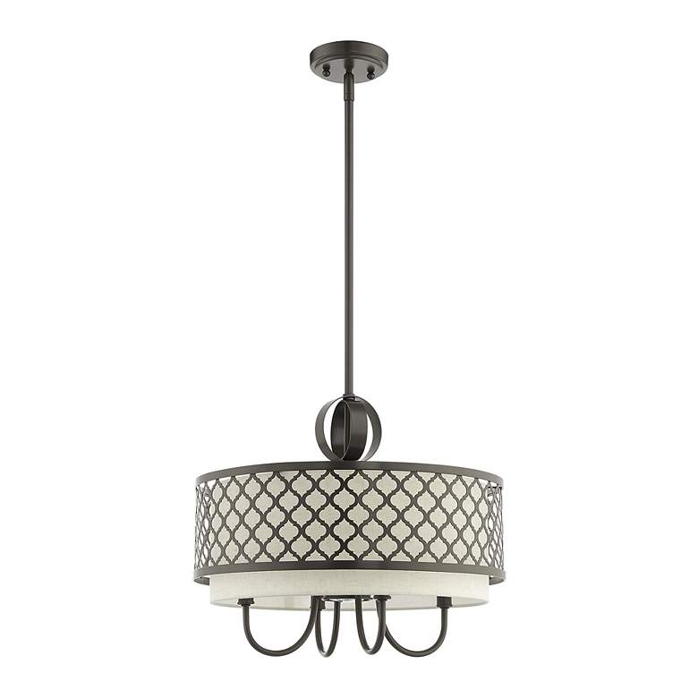 Image 3 Arabesque 18" Wide English Bronze 5-Light Drum Chandelier more views