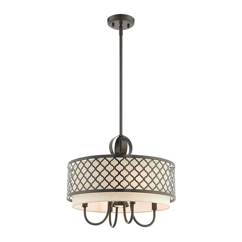 Image 4 Arabesque 18" Wide English Bronze 5-Light Drum Chandelier more views