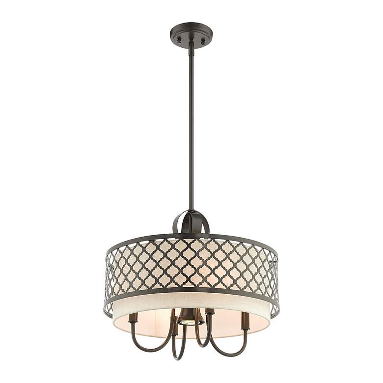 Image 5 Arabesque 18" Wide English Bronze 5-Light Drum Chandelier more views