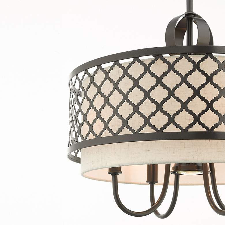 Image 6 Arabesque 18" Wide English Bronze 5-Light Drum Chandelier more views