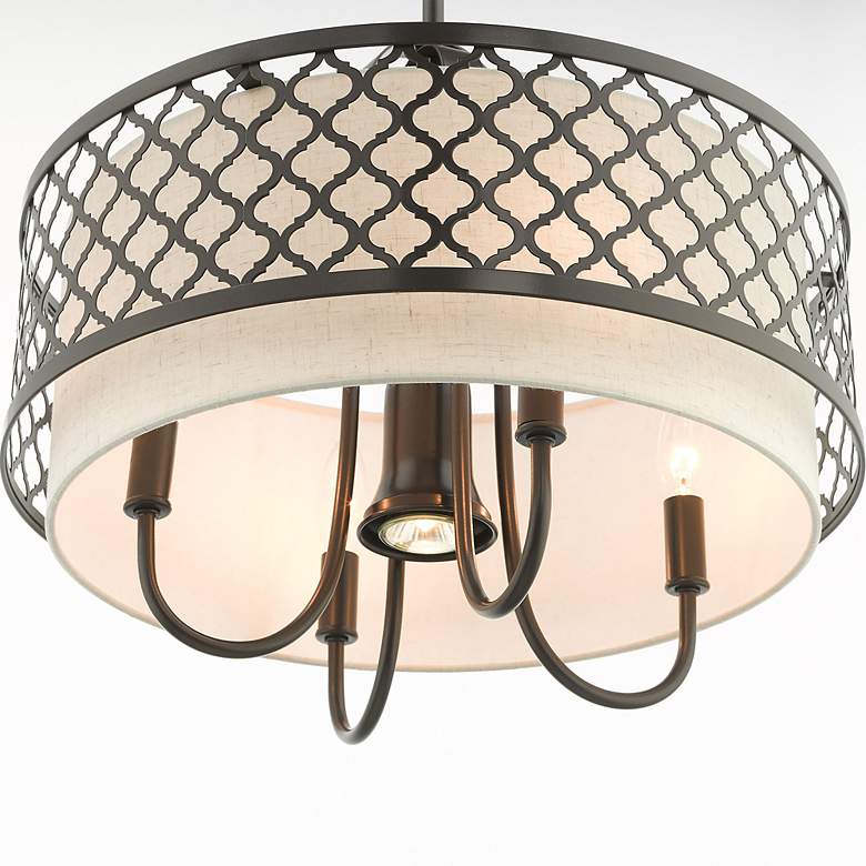 Image 7 Arabesque 18" Wide English Bronze 5-Light Drum Chandelier more views