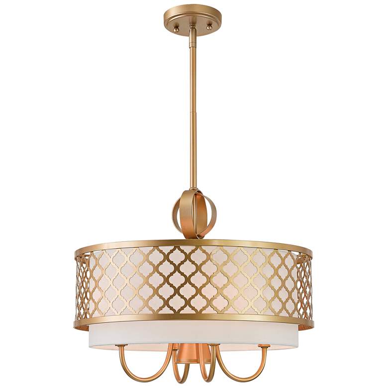 Image 2 Arabesque 18 inch Wide Soft Gold Drum Pendant with Downlight