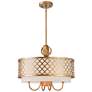Arabesque 18" Wide Soft Gold Drum Pendant with Downlight
