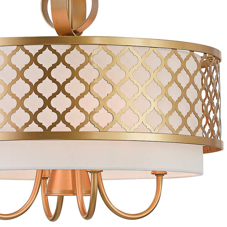 Image 3 Arabesque 18 inch Wide Soft Gold Drum Pendant with Downlight more views