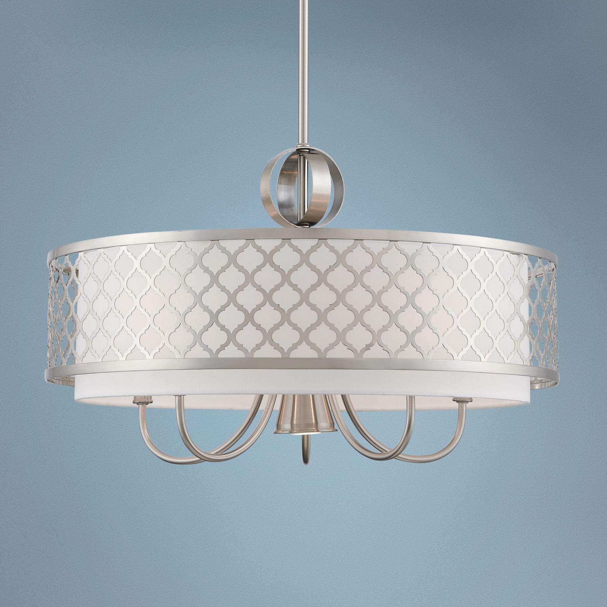 polished nickel drum chandelier