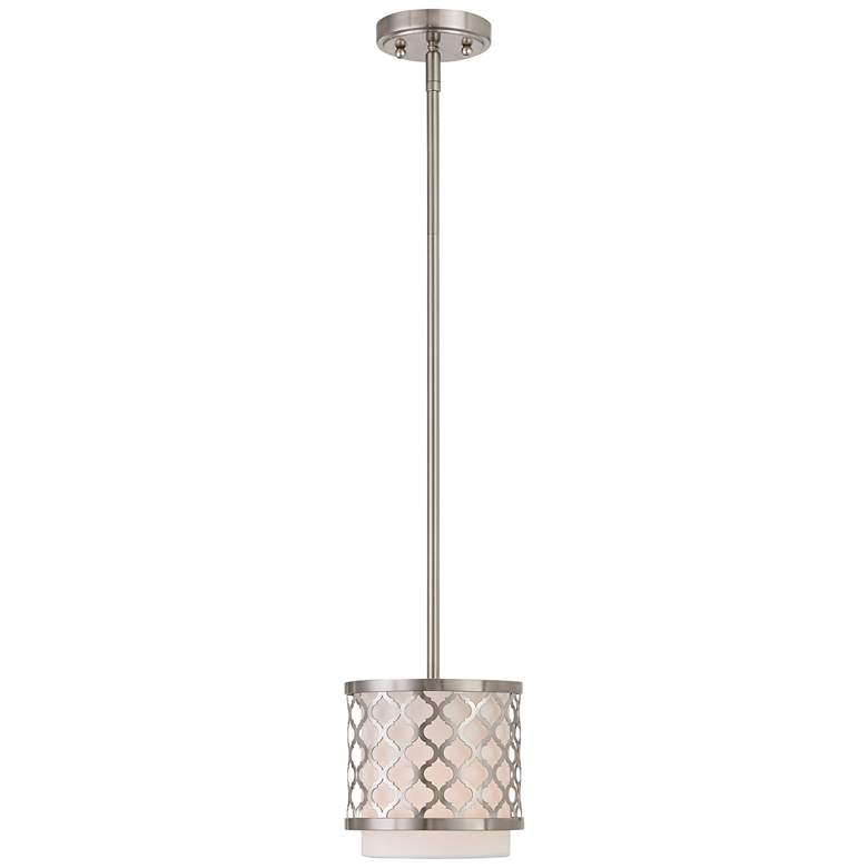 Image 2 Arabesque 7" Wide Brushed Nickel Drum Mini Pendant