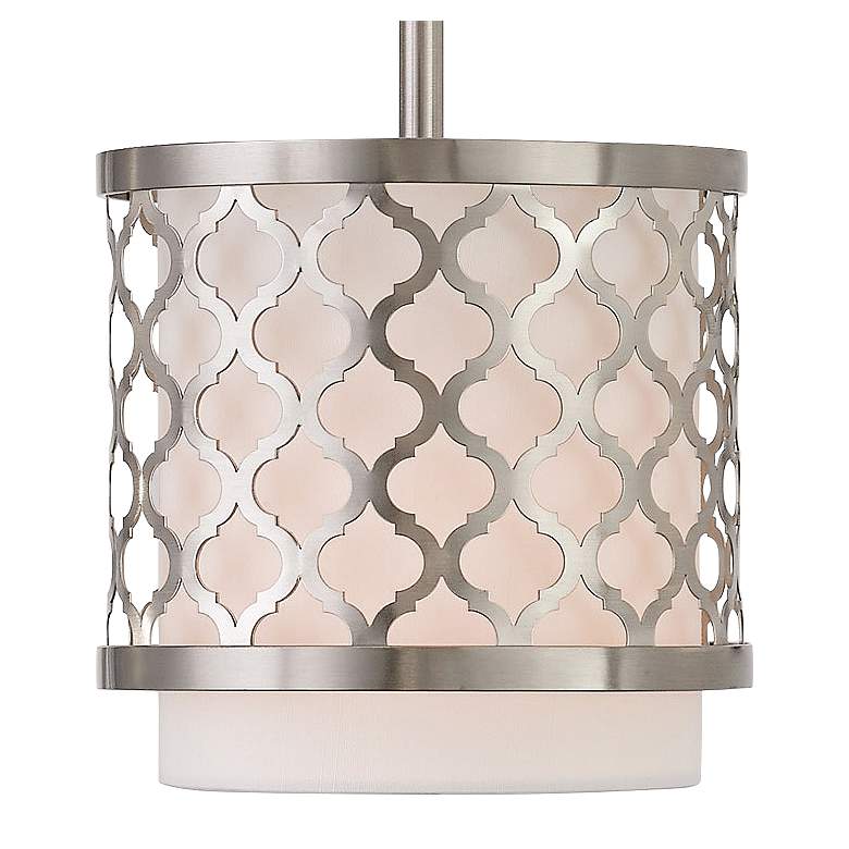 Image 3 Arabesque 7" Wide Brushed Nickel Drum Mini Pendant more views