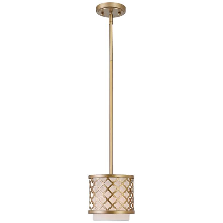 Image 2 Arabesque 7" Wide Soft Gold Drum Mini Pendant