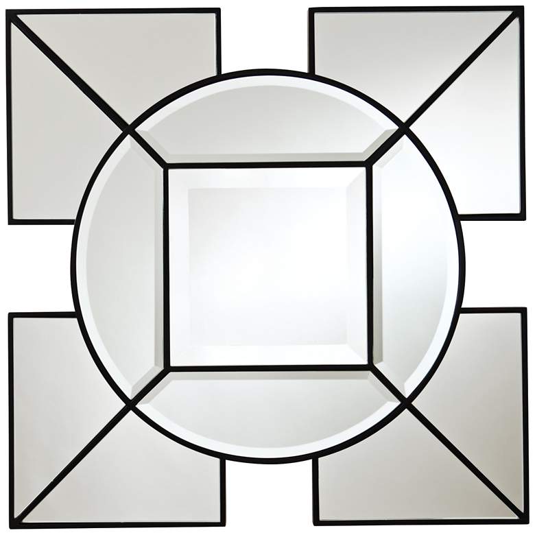 Image 1 Arabesque Black Geometric 24 inch Square Silver Wall Mirror